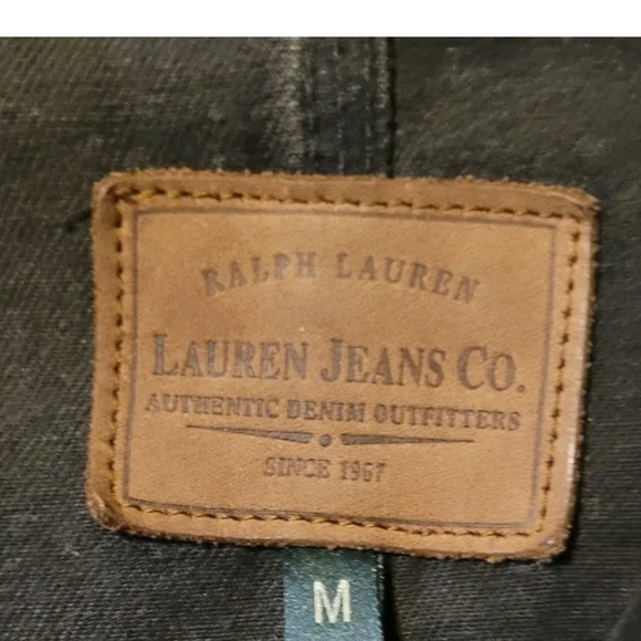 Ralph Lauren Denim Jeans Co Barn Chore Jacket Medium Denim Black Coat VTG Y2K - Picture 2 of 6
